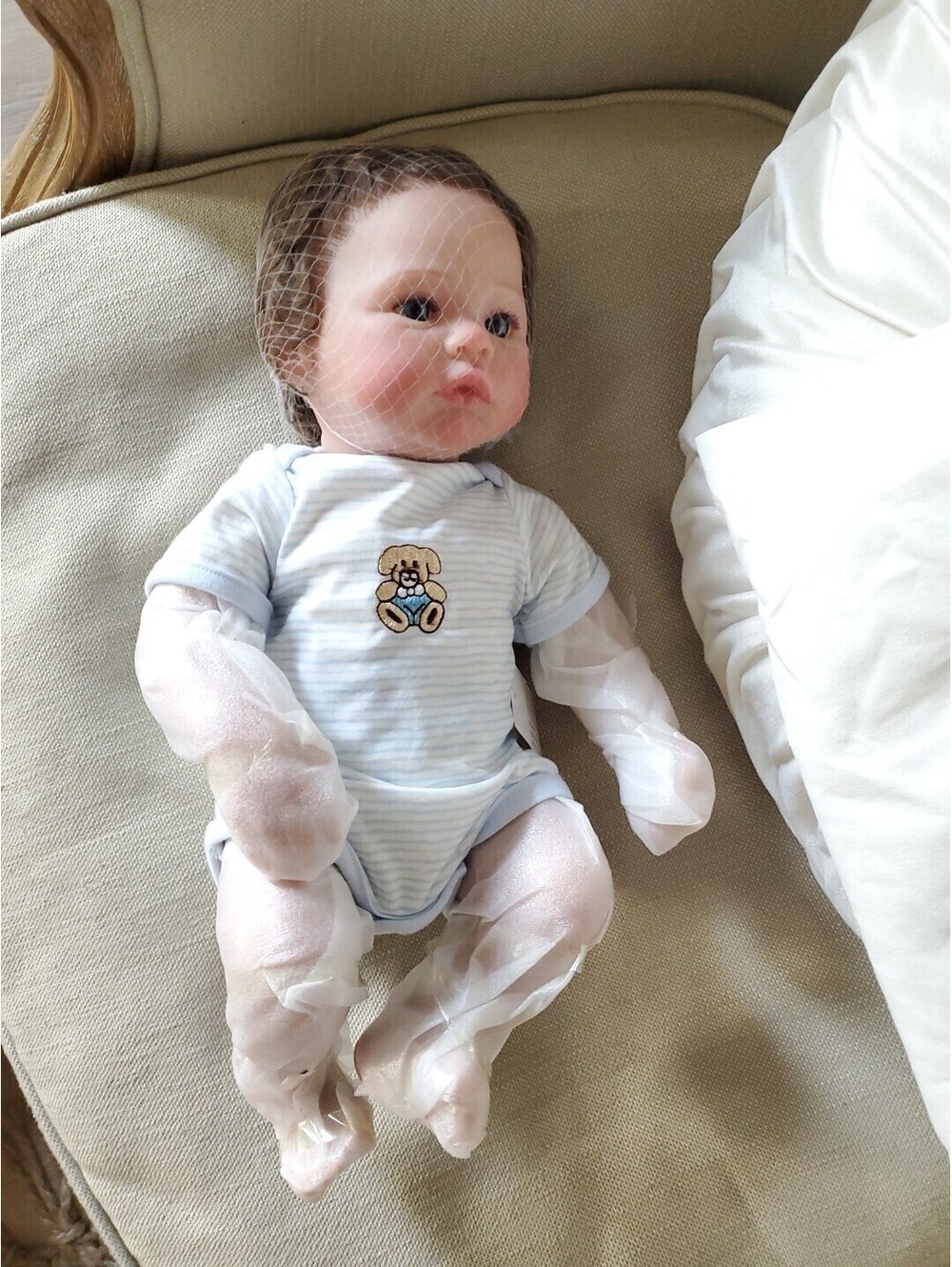 Cute 19" Reborn Baby Curly Doll Realistic Birthday Gift Toys Silicone Newborn